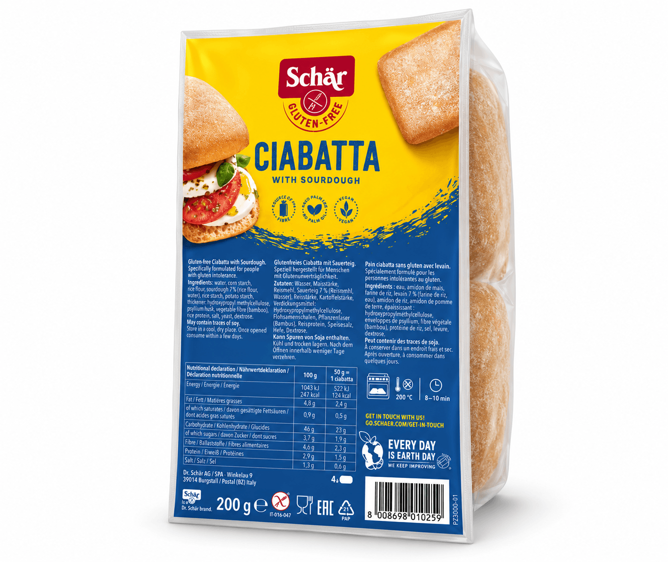 Хліб без глютену італійський Чіабатта CIABATTA 200g - зображення 1
