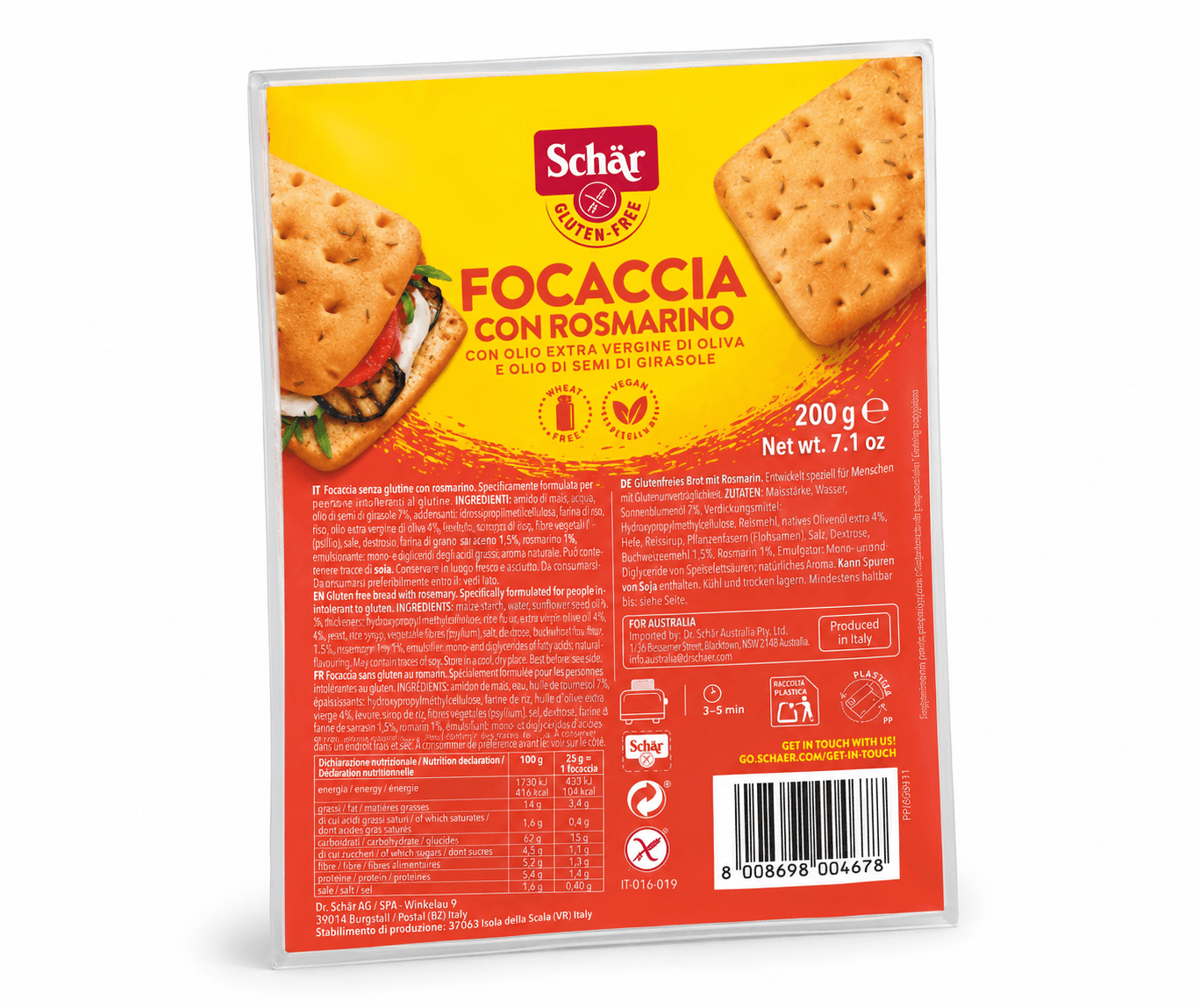 Фокачча з розмарином без глютену FOCACCIA AL ROSMARINO 200g - зображення 1
