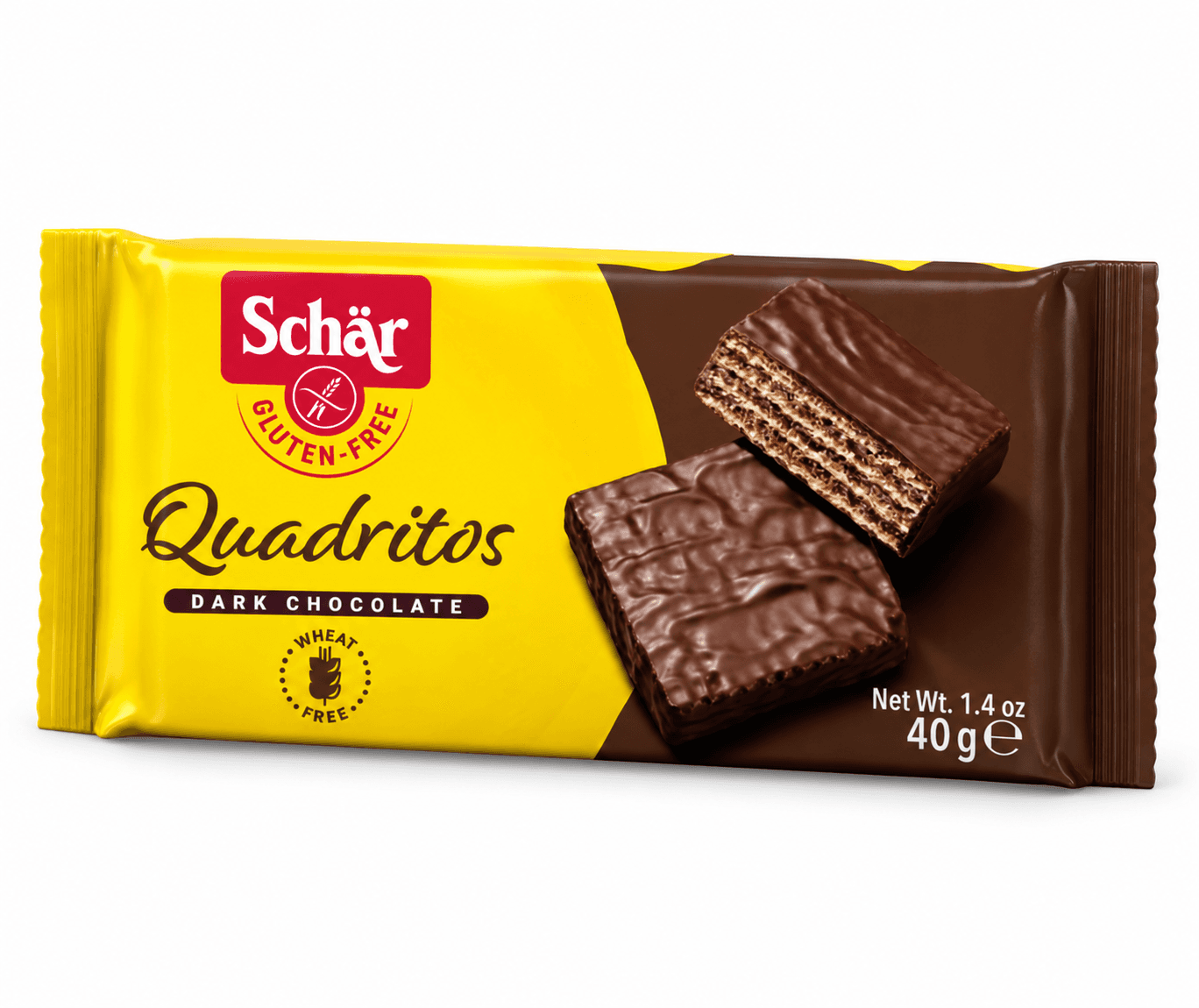 Вафлі без глютену з какао у темному шоколаді QUADRITOS 40g - зображення 1